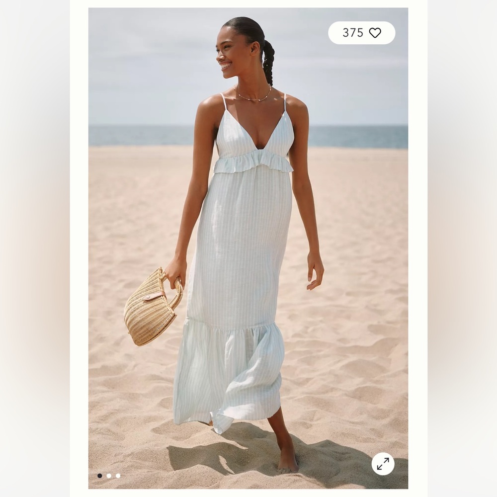 Sundays Marceline linen tiered ruffle maxi dress Anthropologie New